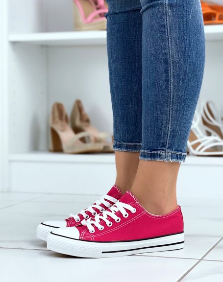 Low sneakers in fushia pink fabric
