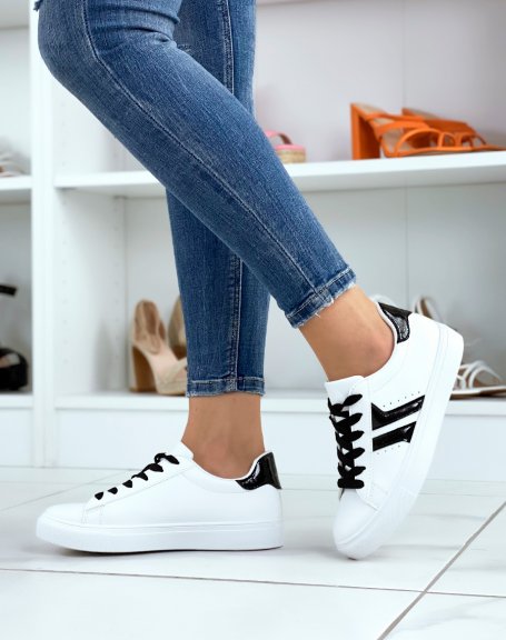 Low white and black sneakers