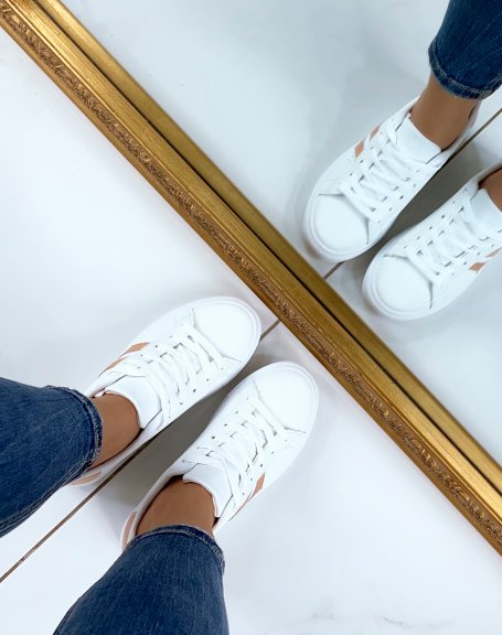 Low white and champagne sneakers