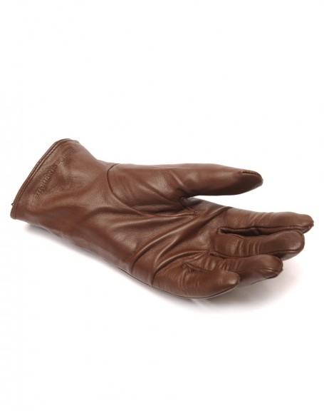 LuluCastagnette chocolate leather gloves with studs