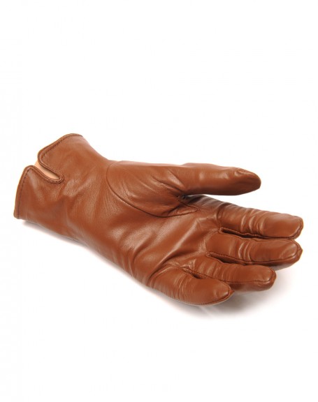 LuluCastagnette knot taupe leather gloves