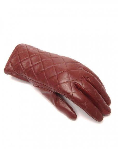 LuluCastagnette quilted burgundy leather gloves