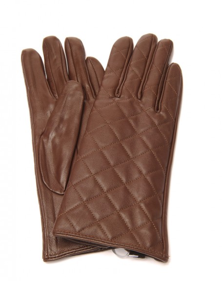 LuluCastagnette quilted chocolate leather gloves
