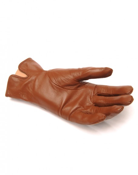 LuluCastagnette quilted taupe leather gloves