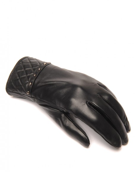 LuluCastagnette studded black leather gloves