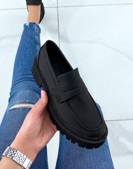 Matte black loafers