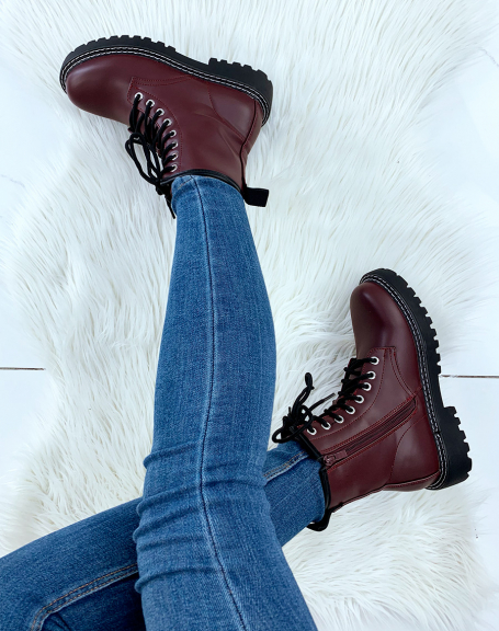 Matte burgundy high boots