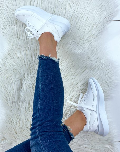 Matte white chunky sole sneakers