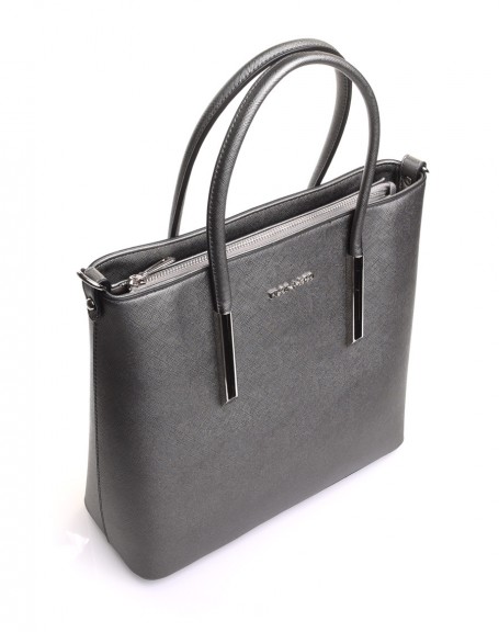 Medium size metallic gray handbag