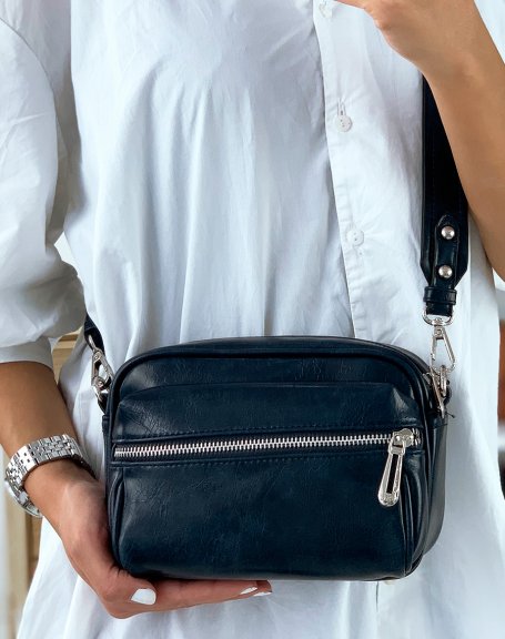 Midnight blue crossbody pouch with front pocket