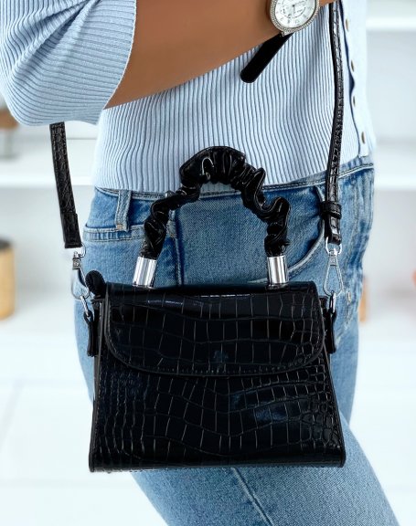 Mini black bag with gathered handle
