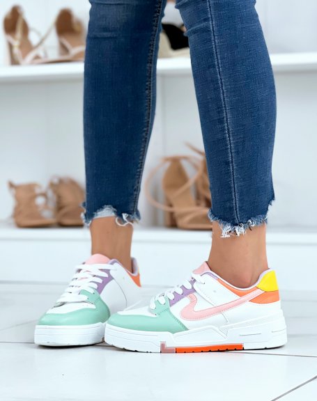 Multicolored white and green sneakers