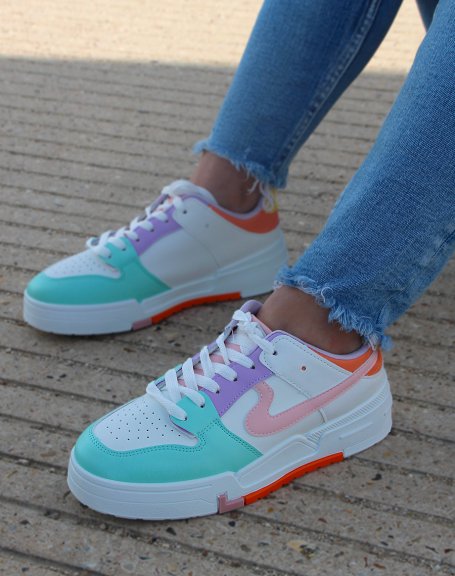 Multicolored white and green sneakers