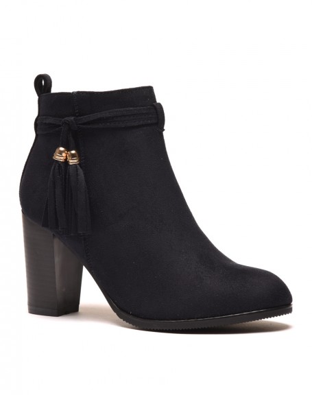 Navy blue ankle boots with heels & thin straps