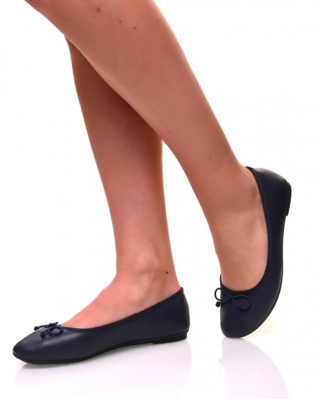 Navy blue ballerinas with small knots