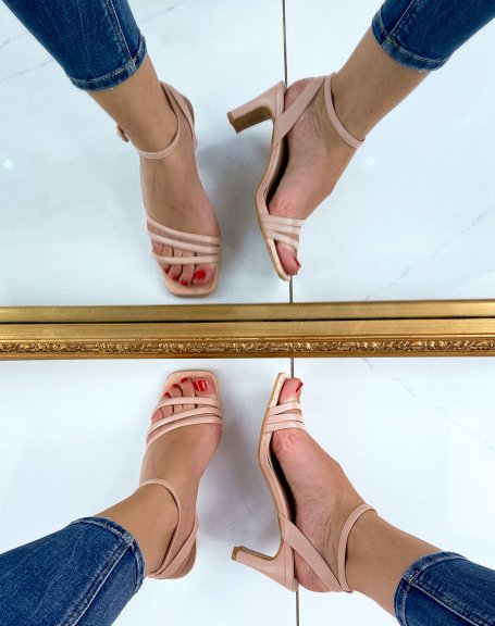Nude sandal with thin straps and padded detail