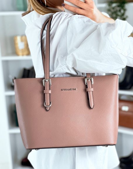 Old-pink faux leather handbag