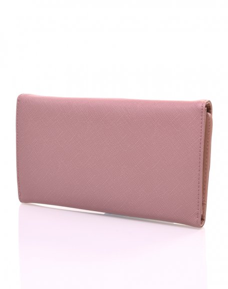 Old pink grained-effect wallet