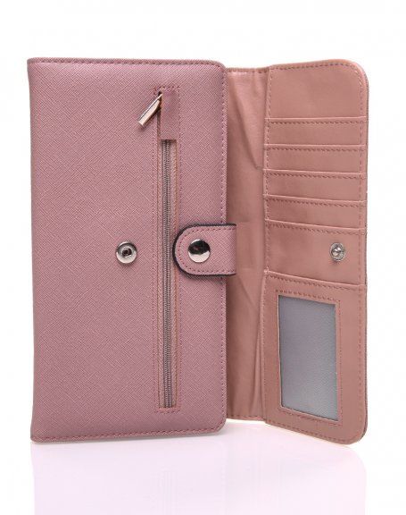 Old pink grained-effect wallet