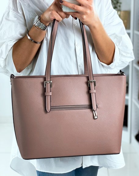 Old-pink tote bag in faux leather