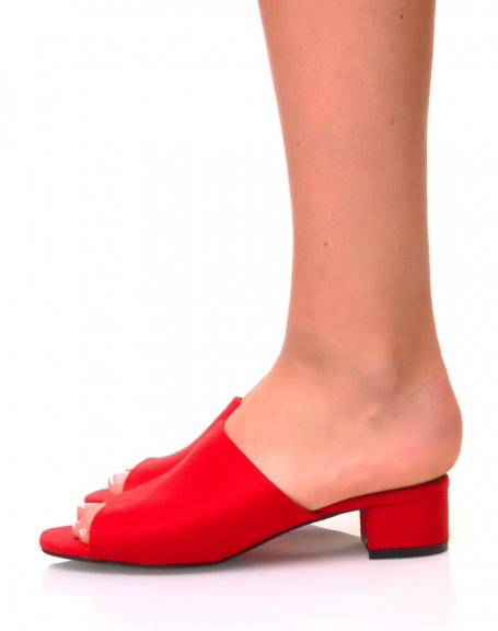 Open mules in red suede