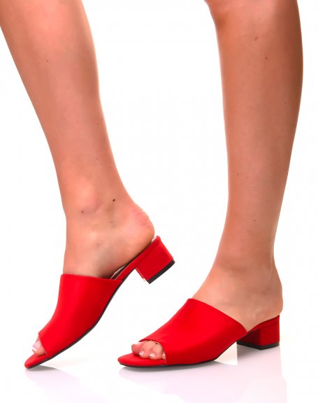 Open mules in red suede