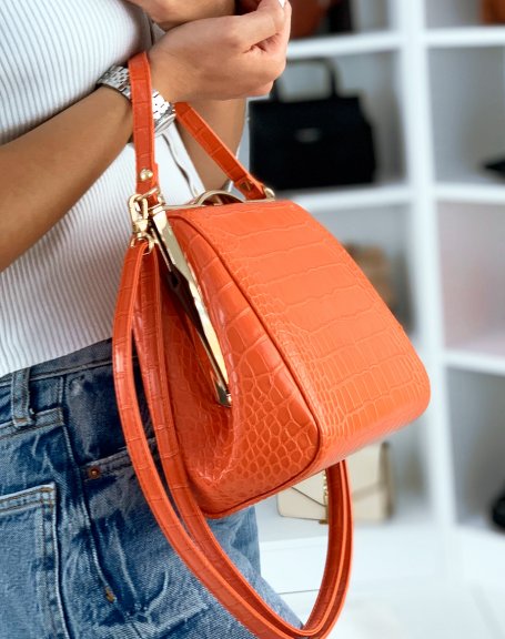 Orange retro wallet style handbag