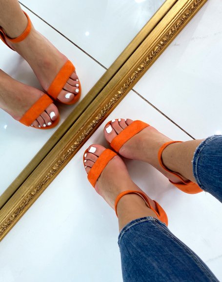 Orange suedette heeled sandals