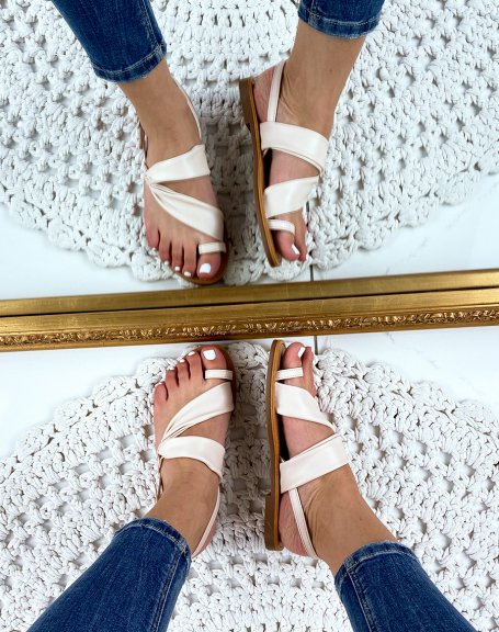 Pale pink faux leather slippers