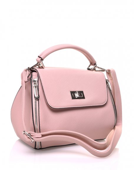 Pale pink petite hanse handbag with twist lock