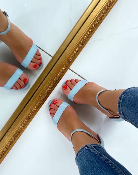 Pastel blue heeled sandal with thin straps