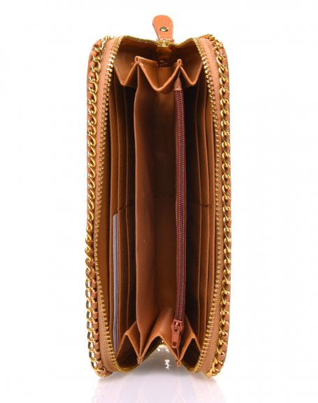Patent camel leaf holder with golden chain details