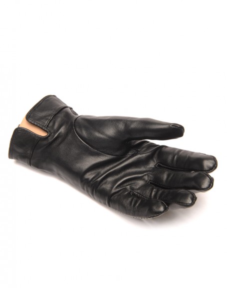 Perforated LuluCastagnette black leather gloves