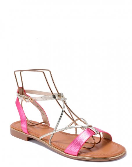 Pink and gold strappy sandals