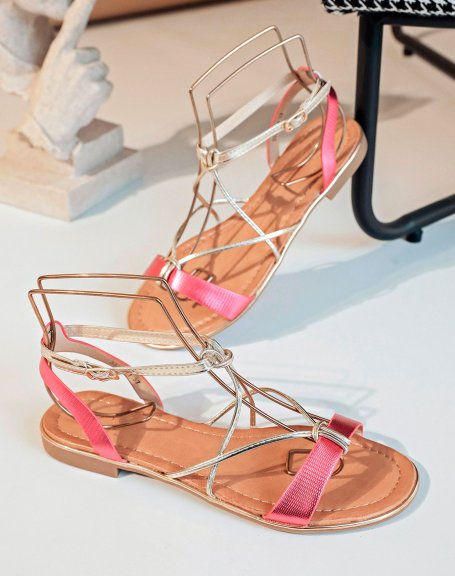 Pink and gold strappy sandals