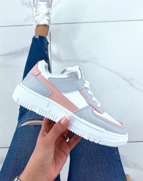 Pink and gray sneakers