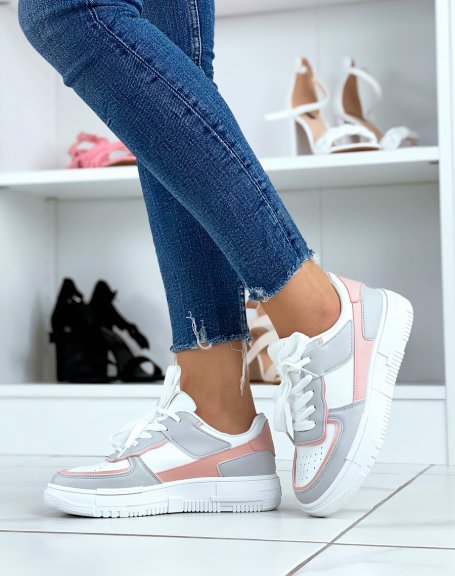 Pink and gray sneakers