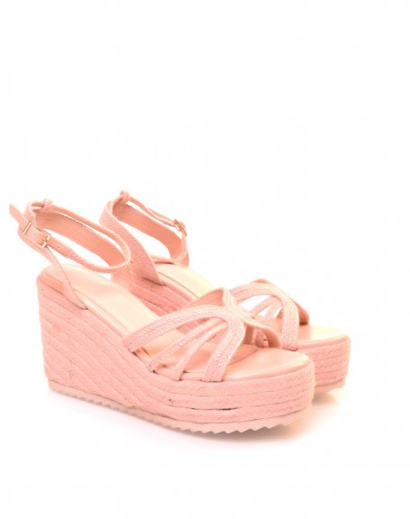 Pink chunky platform wedge sandals