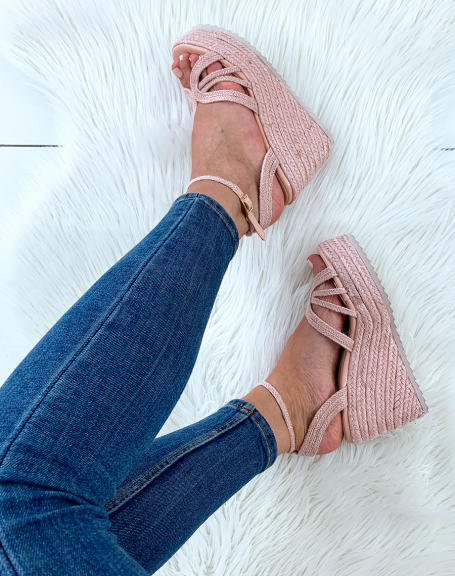 Pink chunky platform wedge sandals