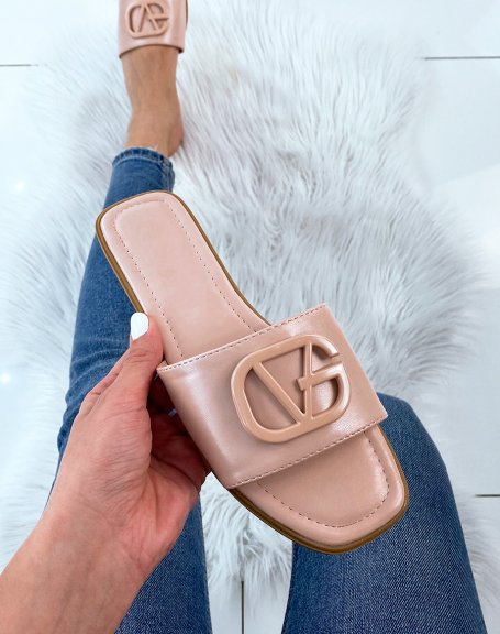 Pink chunky strap flat sandals