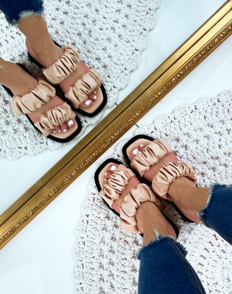 Pink faux leather flat sandals