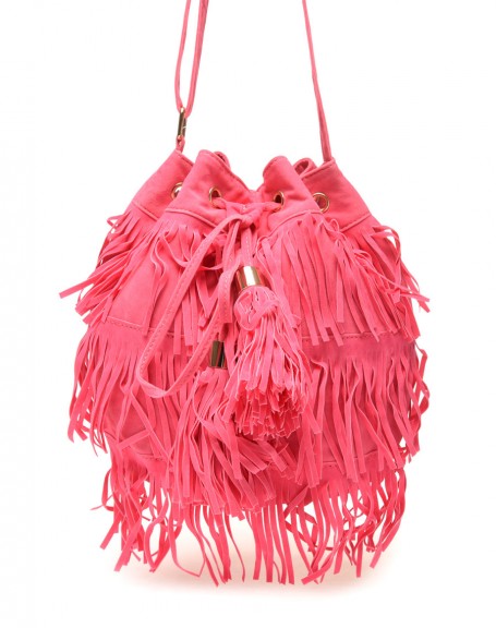 Pink fringed purse handbag