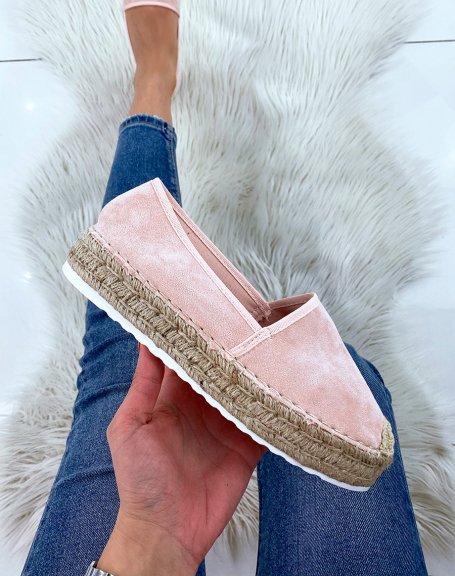 Pink jute and suedette espadrilles