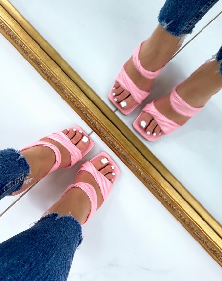 Pink mules with double straps