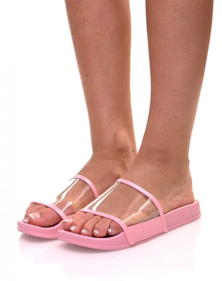 Pink mules with transparent bands