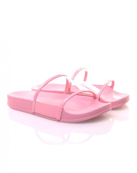 Pink mules with transparent bands