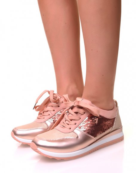 Pink multi-panel sneakers
