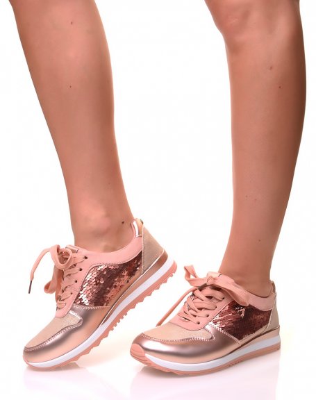 Pink multi-panel sneakers