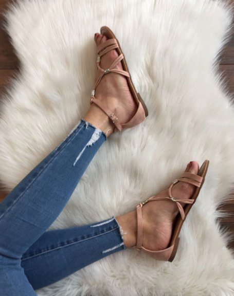 Pink sandals in suede