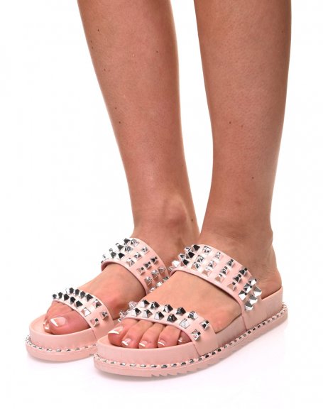 Pink sandals with square studs